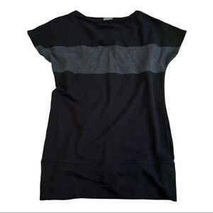 Athleta | Energize Black Gray Wide Neck Capped Sleeve Tunic Top Tee | S